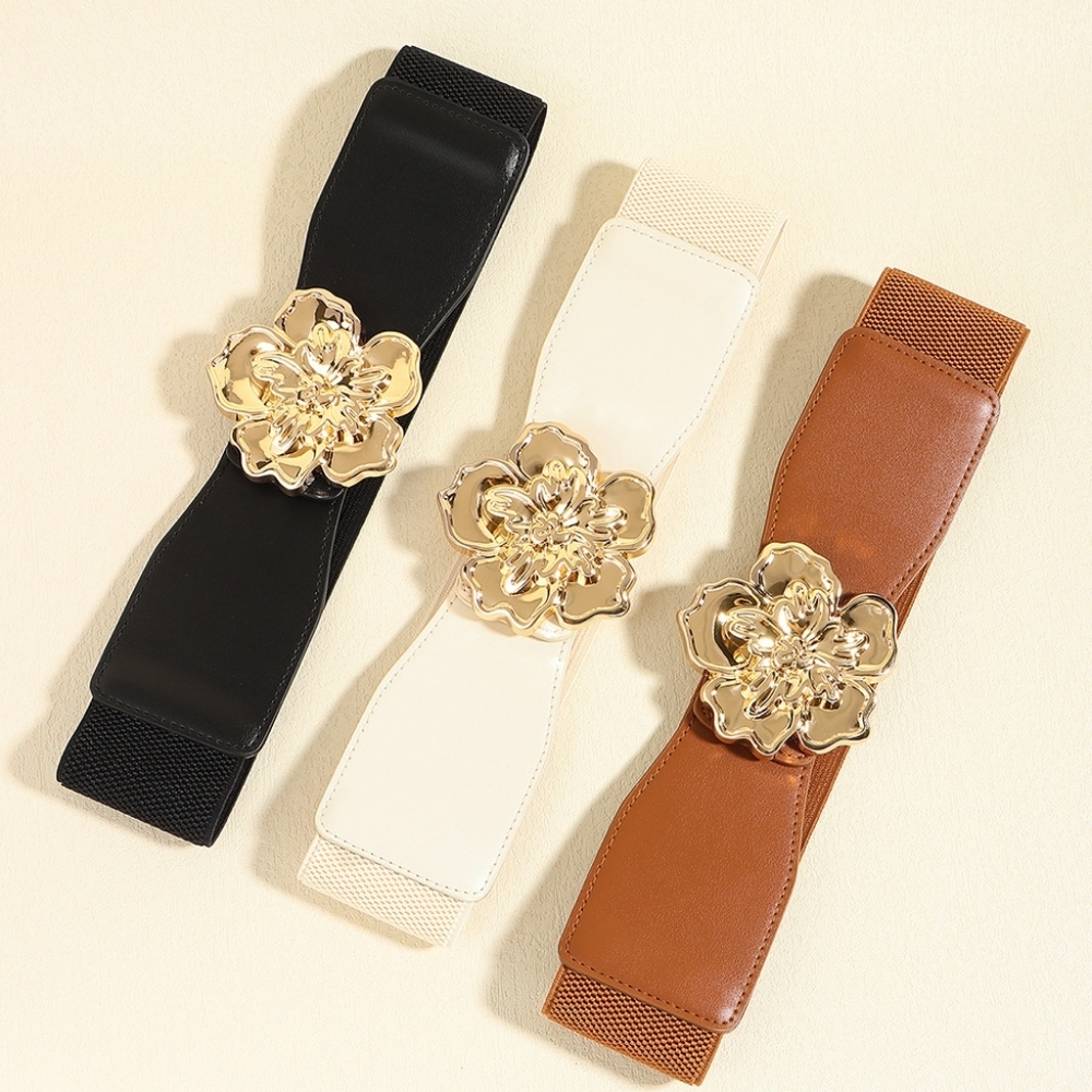 Floral Buckle Elastic Belt